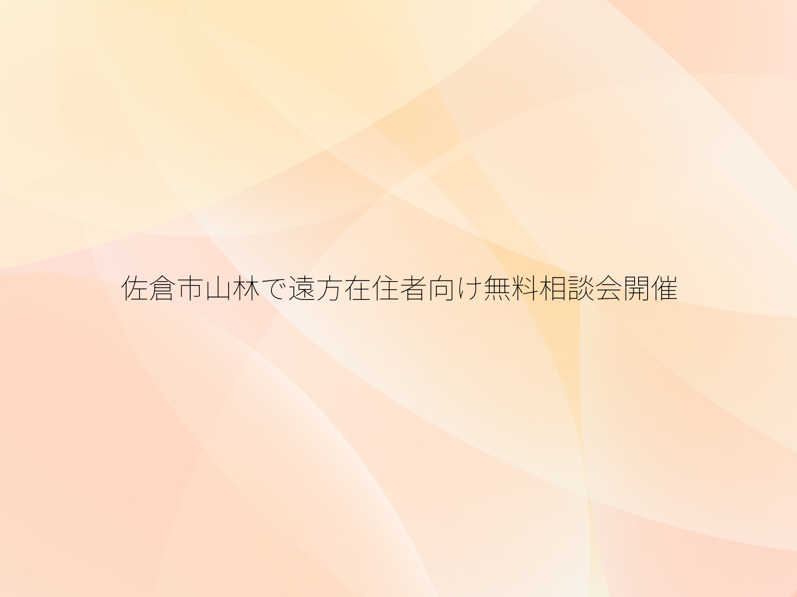 佐倉市山林で遠方在住者向け無料相談会開催